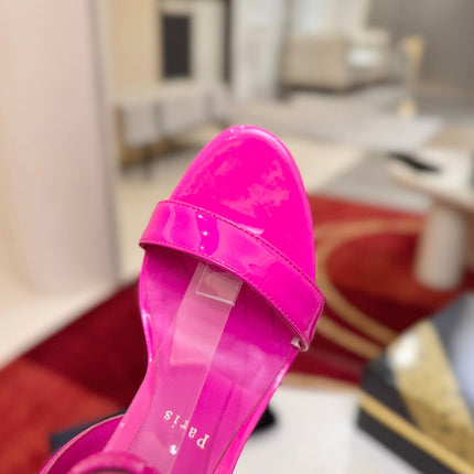 CHRISTIAN LOUBOUTIN 26S WEDGE SANDALS 85 MM IN DARK PINK CALFSKIN