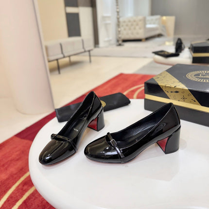 CHRISTIAN LOUBOUTIN 26S PUMPS 55 MM IN BLACK GLOSSY CALFSKIN