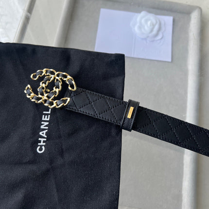 CHANEL 25S BELT 30 MM IN BLACK CALFSKIN 616607