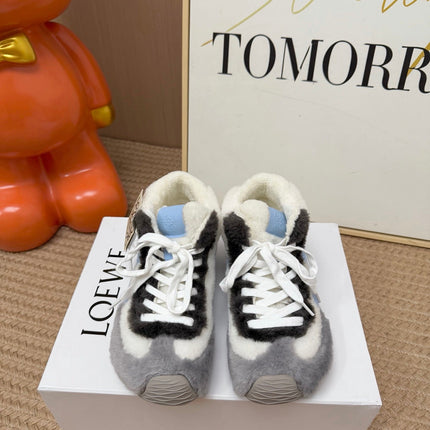 LOEWE 26S LACE UP SNEAKERS IN MULTICOLOR SHEARLING 02
