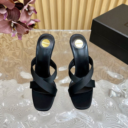 OPYUM 10 CM HIGH MULES IN BLACK SILK