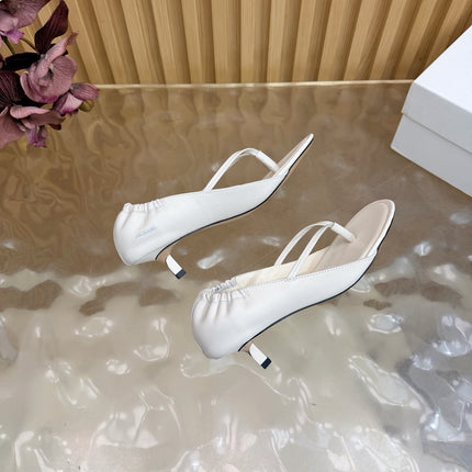 JACQUEMUS 26S THONG HEEL SANDALS 45 MM IN WHITE CALFSKIN