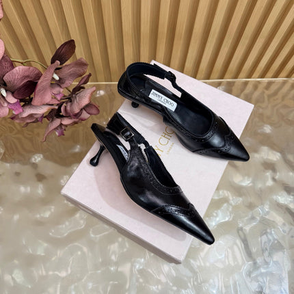 JIMMY CHOO 26S SLINGBACK PUMPS 65 MM IN BLACK CALFSKIN