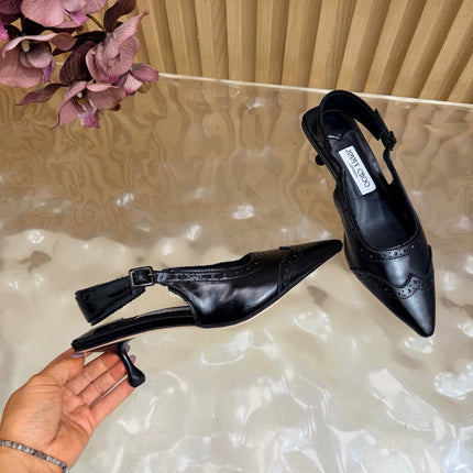 JIMMY CHOO 26S SLINGBACK PUMPS 65 MM IN BLACK CALFSKIN