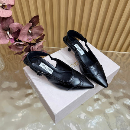 JIMMY CHOO 26S SLINGBACK PUMPS 65 MM IN BLACK CALFSKIN