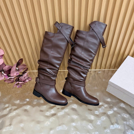 JIMMY CHOO 26S BROOKLYN KNEE BOOTS IN CHOCOLATE BROWN SMOOTH CALFSKIN