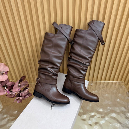 JIMMY CHOO 26S BROOKLYN KNEE BOOTS IN CHOCOLATE BROWN SMOOTH CALFSKIN