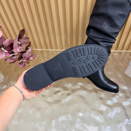 JIMMY CHOO 26S BROOKLYN KNEE BOOTS IN BLACK SMOOTH CALFSKIN