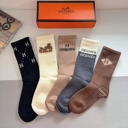 HERMES 26S CREW SOCKS 273855 (1 BOX)