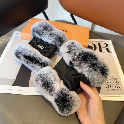 FINGERLESS GLOVES IN BLACK LAMBSKIN AND FOX FUR 463911