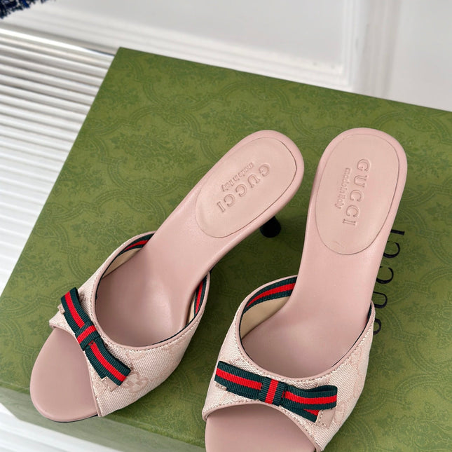 GG Vintage High Heel Slippers Pink Blush