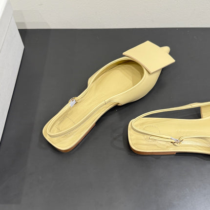 JACQUEMUS 26S FLAT SLINGBACKS IN LIGHT YELLOW LAMBSKIN