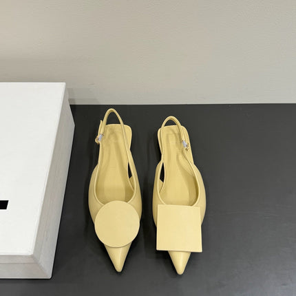 JACQUEMUS 26S FLAT SLINGBACKS IN LIGHT YELLOW LAMBSKIN