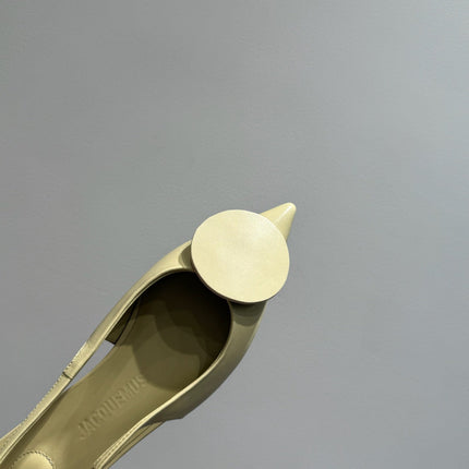 JACQUEMUS 26S FLAT SLINGBACKS IN LIGHT YELLOW LAMBSKIN