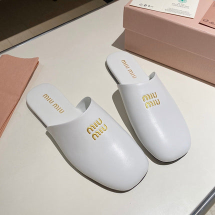 MULES SLIPPERS RETRO WHITE COWHIDE