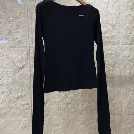 OFF SHOULDER LOGO T SHIRT 25S IN KATUN 266111
