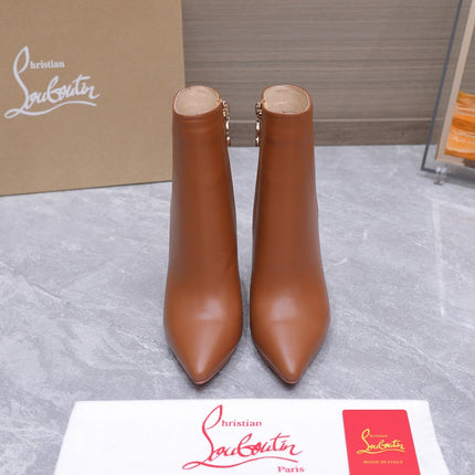 CHRISTIAN LOUBOUTIN 26S ANKLE BOOTS 105 MM IN BROWN CALFSKIN