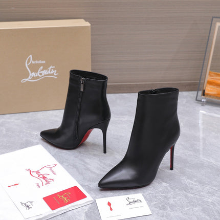 CHRISTIAN LOUBOUTIN 26S ANKLE BOOTS 105 MM IN BLACK CALFSKIN