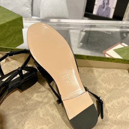 METALIC SLINGBACK FLATS IN BLACK CALFSKIN