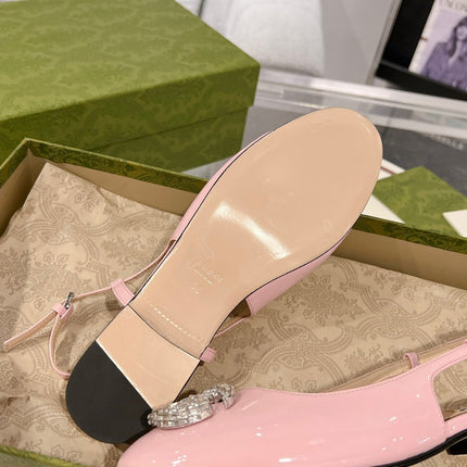 METALIC SLINGBACK FLATS IN ROSE PINK CALFSKIN