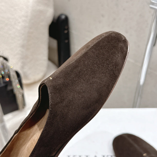 CELINE 26S FLAT SHOES IN DARK BROWN SUEDE