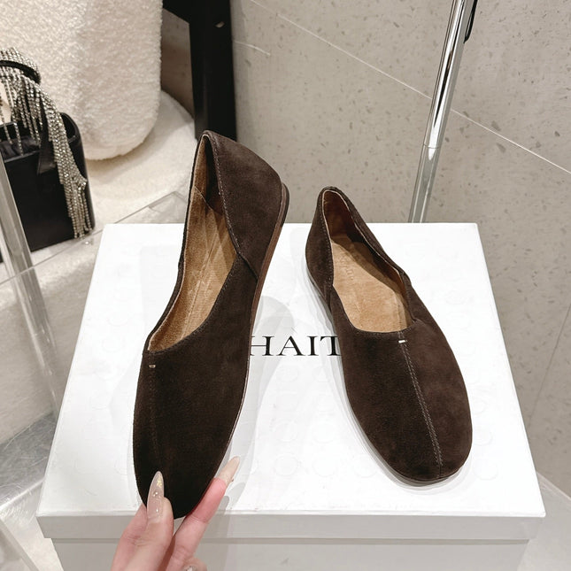 CELINE 26S FLAT SHOES IN DARK BROWN SUEDE