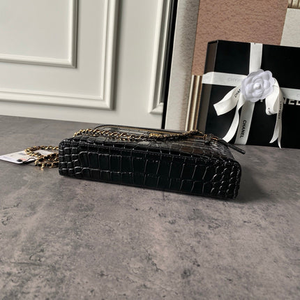 CHANEL 26S VANITY CASE 23 IN BLACK SHINY CROCODILE-EMBOSSED CALFSKIN