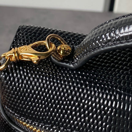 CHANEL 26S VANITY CASE 19 IN BLACK LIZARD-EMBOSSED LEATHER