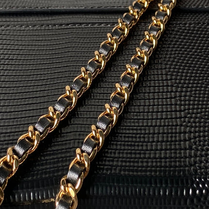 CHANEL 26S VANITY CASE 23 IN BLACK LIZARD-EMBOSSED LEATHER