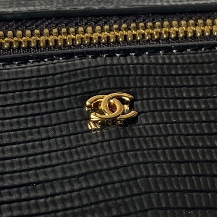 CHANEL 26S VANITY CASE 23 IN BLACK LIZARD-EMBOSSED LEATHER