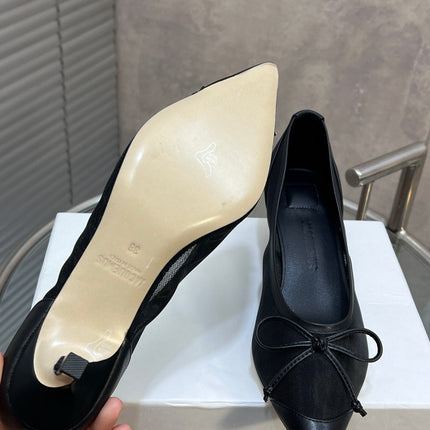 JACQUEMUS 26S HIGH HEELS 45 MM IN BLACK MESH FABRIC AND CALFSKIN