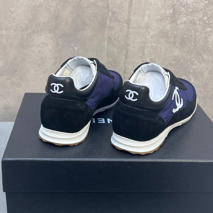 CHANEL 26S RUNNING SNEAKERS IN BLACK PURPLE MIX MATERIAL CC LOGO