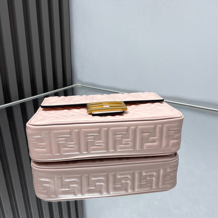 Fend Baguette 24 Bag With FF Motif Pink Leather Ghw