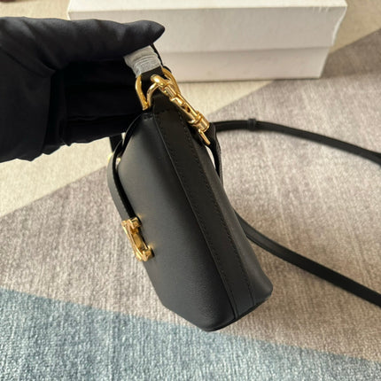 BUCKET MINI 13.5 TRIOMPHE BLACK IN SMOOTH CALFSKIN