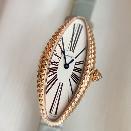 BAIGNOIRE ALLONGÉE WATCH ROSE GOLD CASE WITH ASH GRAY LEATHER STRAP