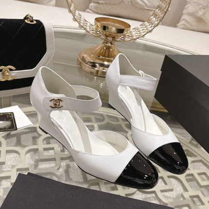 cc ballet 6cm white black wedge heel