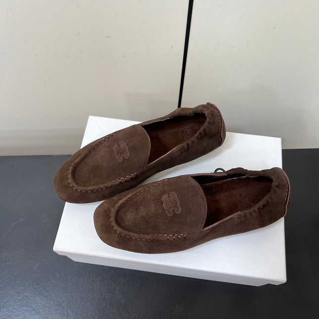 CELINE 26S MAILLON TRIOMPHE LOAFER IN DARK BROWN SUEDE