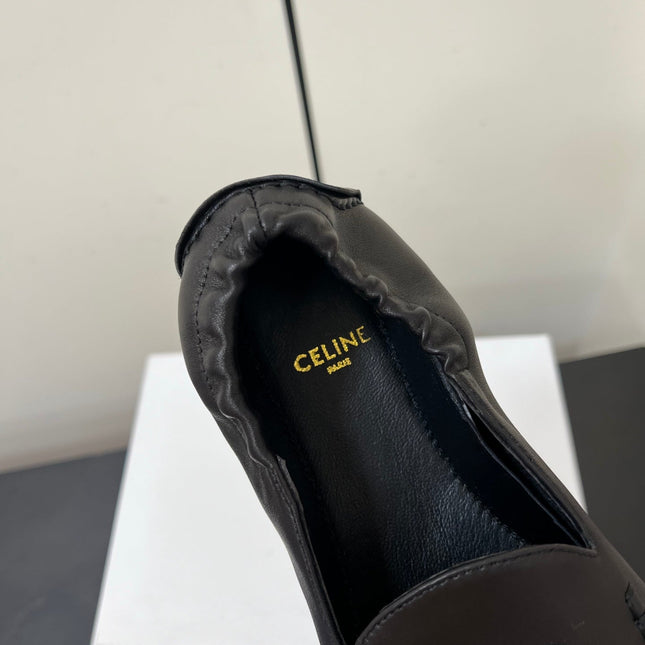 CELINE 26S MAILLON TRIOMPHE LOAFER IN BLACK SOFT CALFSKIN