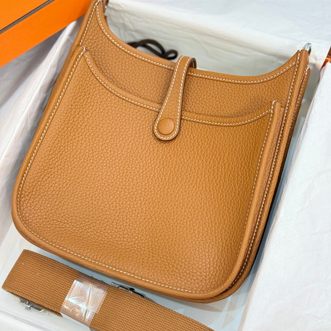 HM 26S EVELYNE BAG 23CM IN ORANGE BROWN GRAINED CALFSKIN