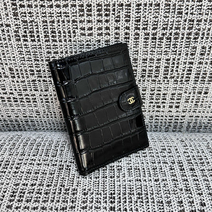 CHANEL 26S WALLET 14 IN BLACK CROCODILE-EMBOSSED CALFSKIN