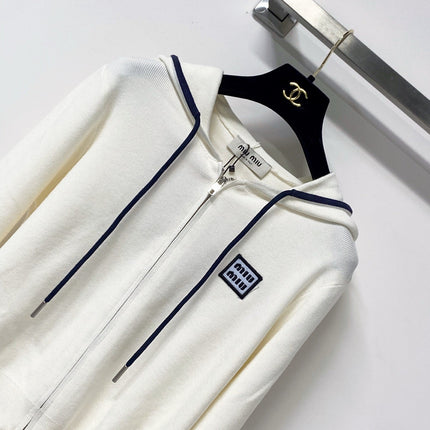 MIUMIU 26S ZIP-UP HOODED KNIT CARDIGAN 1462