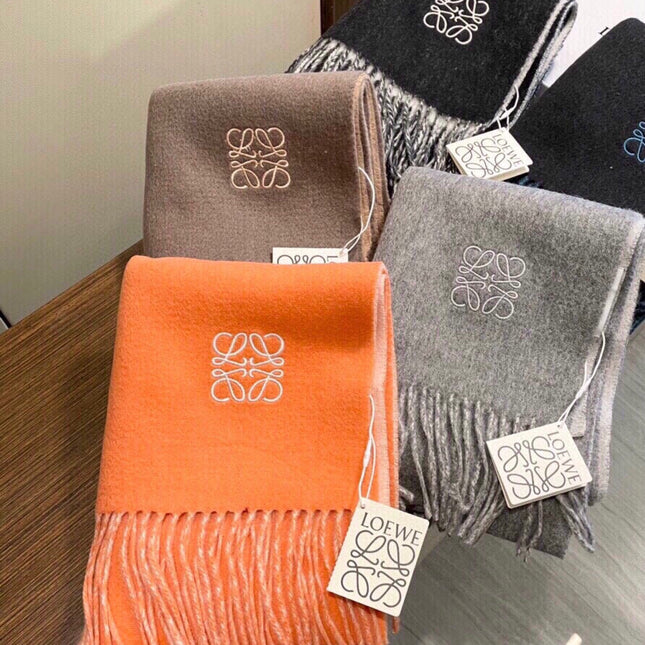 SCARF 180 CM IN CARROT ORANGE AND LIGHT PINK WOOL AND CASHMERE 411792