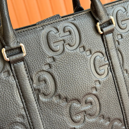 SUPER MEDIUM TOTE BAG 42 IN BLACK EMBOSSED CALFSKIN GOLD HARDWARE