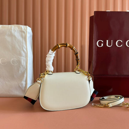 GUCCI BAMBOO MINI BAG 21 WHITE IN CALFSKIN
