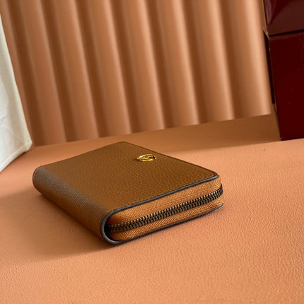 GG 25S MARMONT WALLET 19 IN BROWN CALFSKIN GOLD HARDWARE