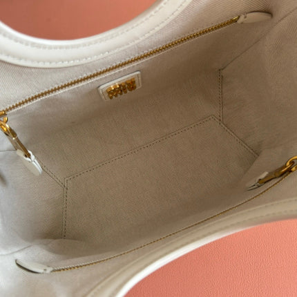 MIUMIU 26S IVY BAG 23 IN WHITE CALFSKIN GOLD HARDWARE