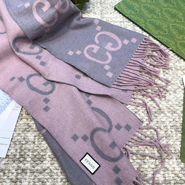 SCARF 200 CM IN LIGHT PINK MIX GRAY CASHMERE 396379