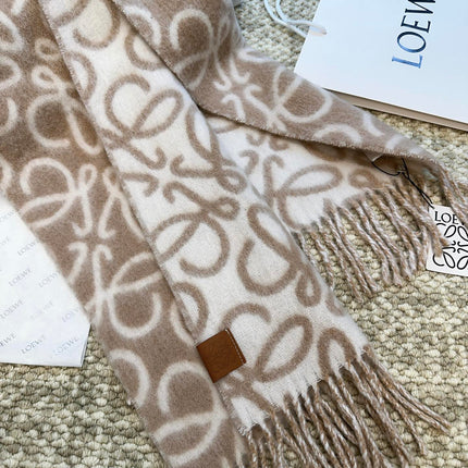 SCARF 186 CM IN CAMEL BEIGE MIX WHITE ALPACA AND WOOL 403822