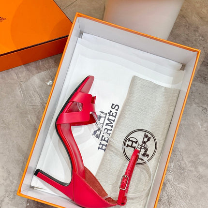 HM 26S H HIGH HEEL SANDALS 90MM IN DARK RED CALFSKIN