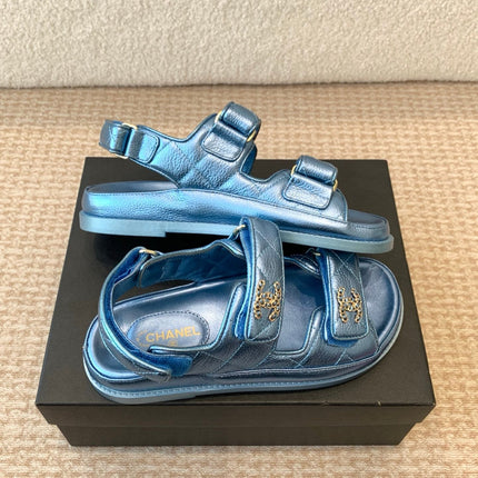 DAD SANDAL IN TEAL BLUE SHEEPSKIN